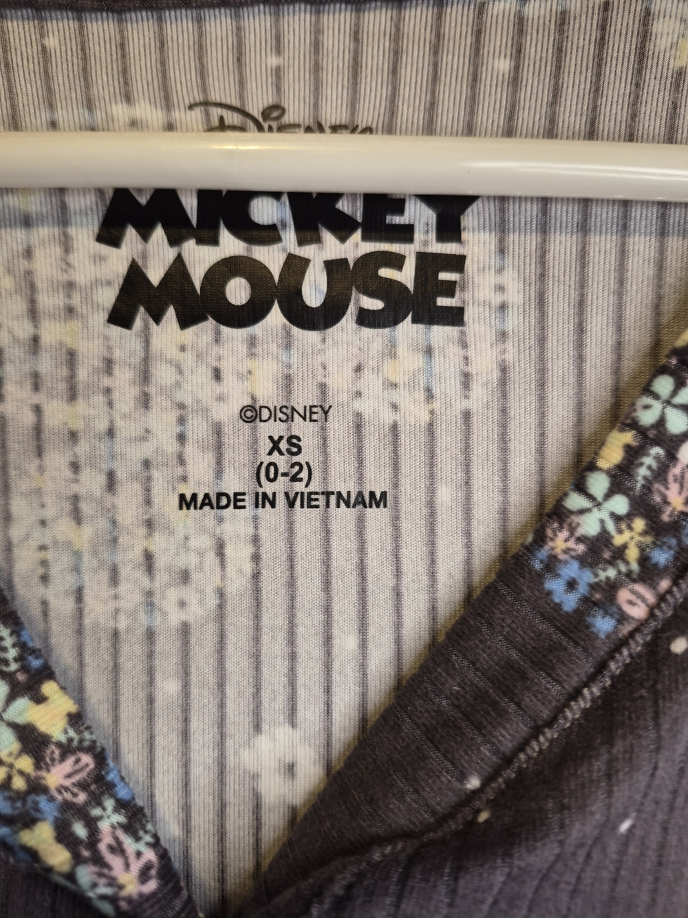 Disney Men's Short Sleeve Mickey Floral Shirt - Black with Blue & White Accents - Picture 4 of 4